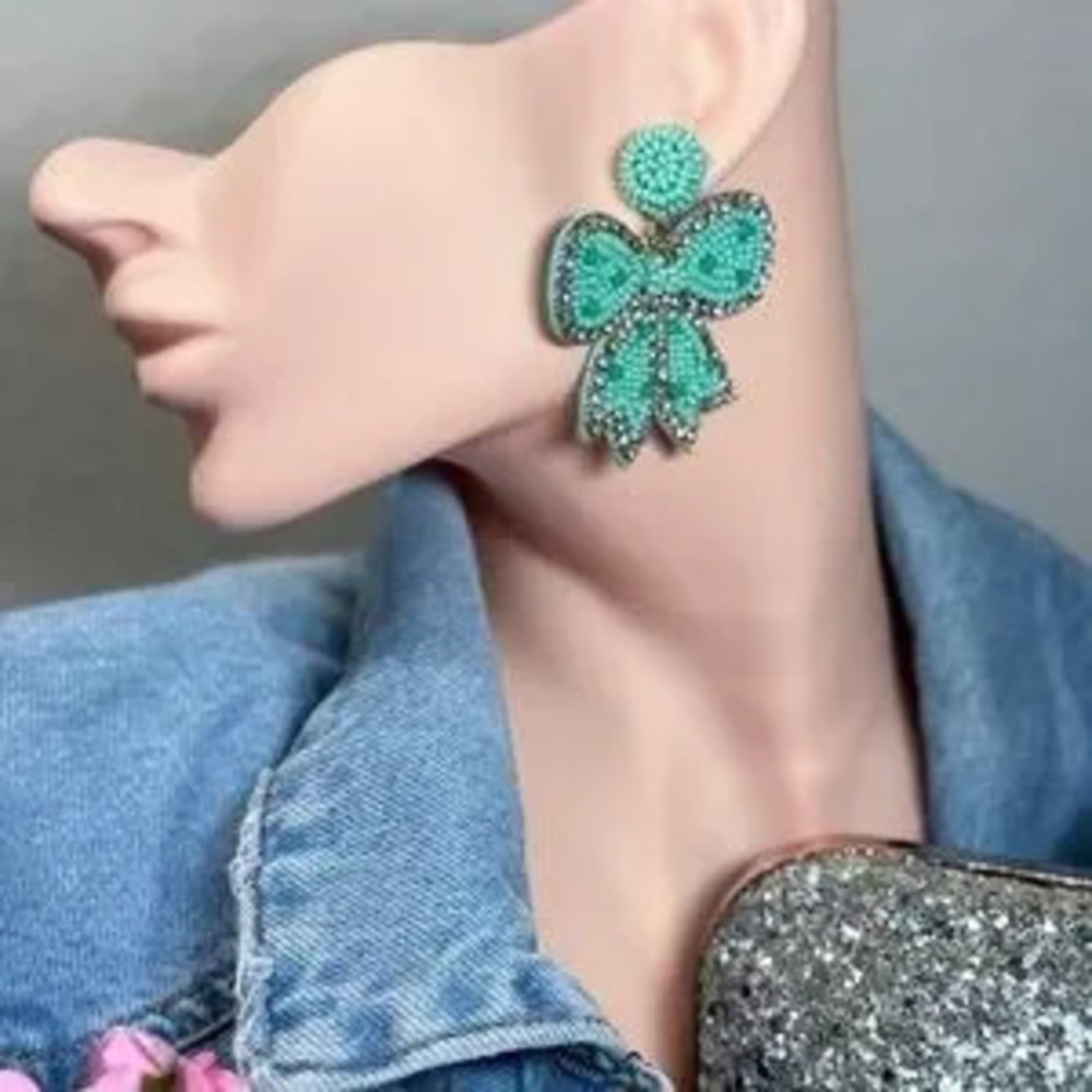 Cute Beaded Statement Earrings | Bow Design ??
